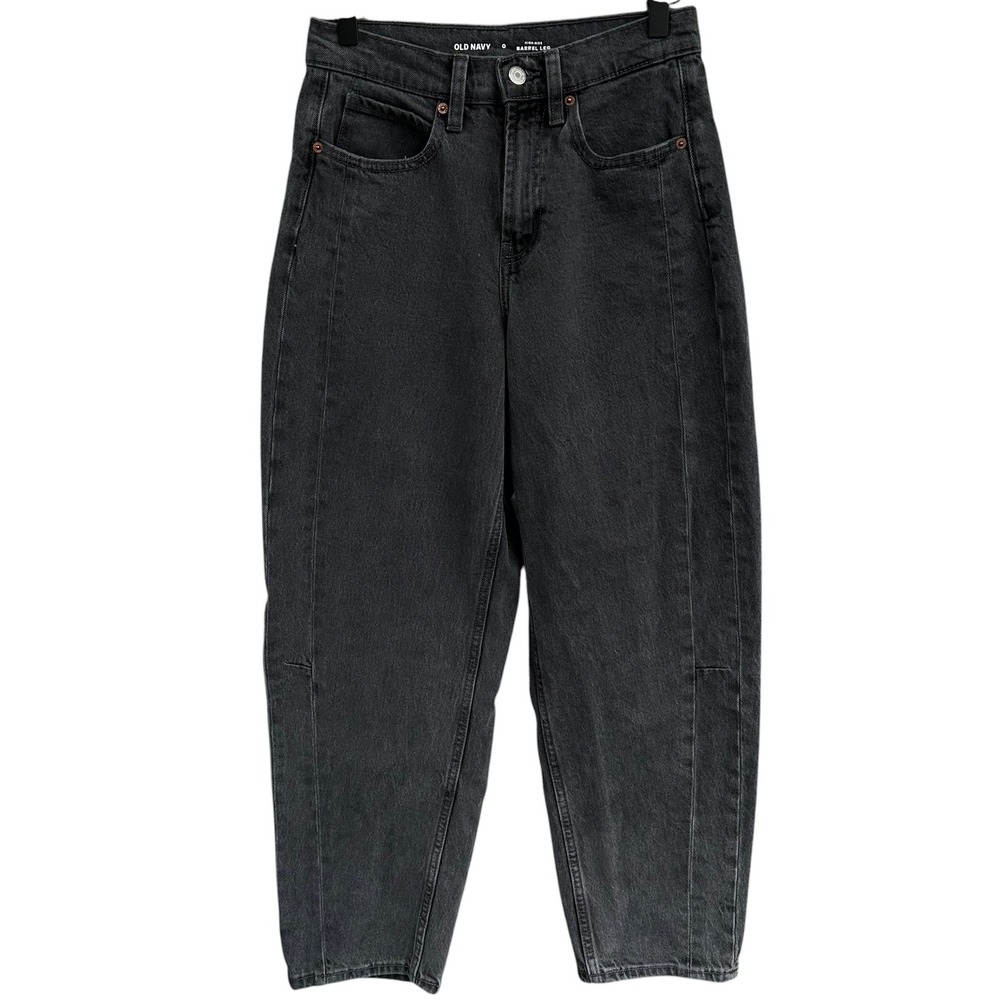 Old Navy High-Rise Barrel Leg Jeans Faded Washed Black Size 0